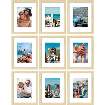 Vittanly 8x10 Picture Frames Set of 9 for Wall or Tabletop Display, Gold