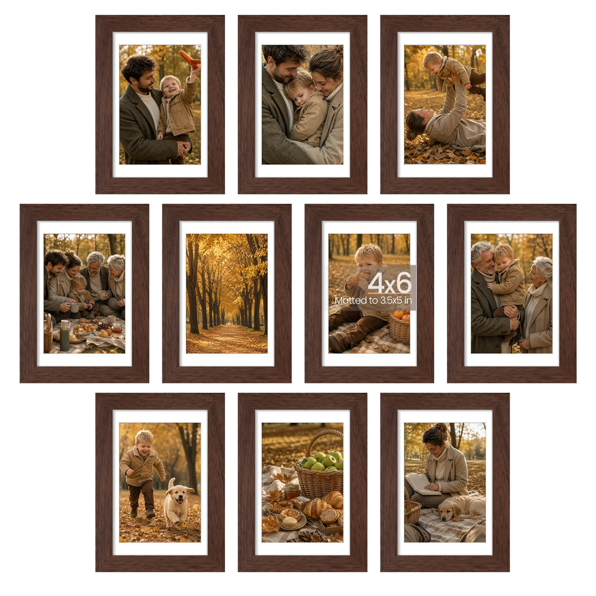 upsimples 4x6 Picture Frame, Photo Collage Wall Decor Set of 10, Black
