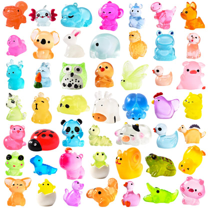 50 Pcs Mini Resin Animal Tiny Resin Animals Figurines Bulk Miniature Little to Hide Small Animal Figures Bulk for Micro Fairy Party Favors Garden Landscape Accessories Dollhouse Crafts Decor