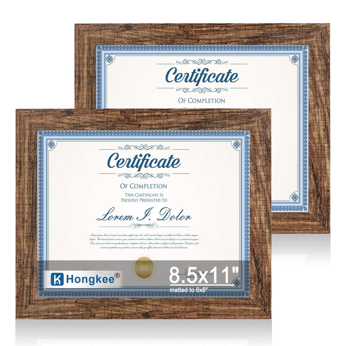 Hongkee 5x7 Picture Frame Set of 2, Real Glass and Wood Frame for Mat 4x6