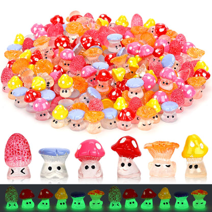 100pcs Mini Mushrooms Tiny Resin Mushrooms Miniature Little Small Mushroom Figures Bulk for for Micro Fairy Garden Landscape Aquarium Accessories Dollhouse Hide Crafts Decor