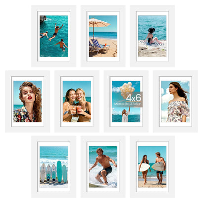 upsimples 4x6 Picture Frame, Photo Collage Wall Decor Set of 10, Black