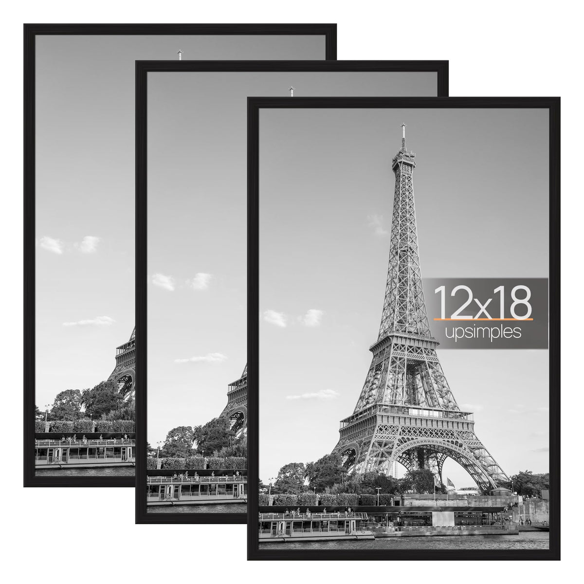 upsimples 16x24 Poster Frame, Easy Slide-In Assembly, Black, 3 Pack