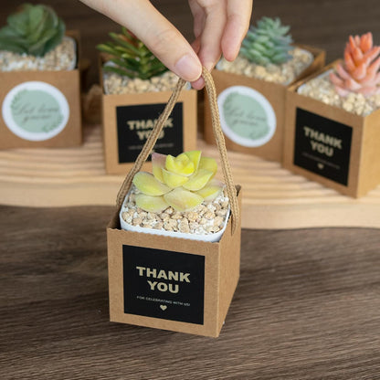 Temlum 2.5 Inch Succulent Wrap Bags (Fits 2.5″ Pots) with Thank You & Let Love Grow Stickers, Small Gift Box for Wedding, Baby Shower, Succulent Party Favors for Guests (Brown 40pcs)