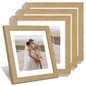 Hongkee 8x10 Picture Frame Set of 4, Real Glass and Wood Frame, 5x7 Mat