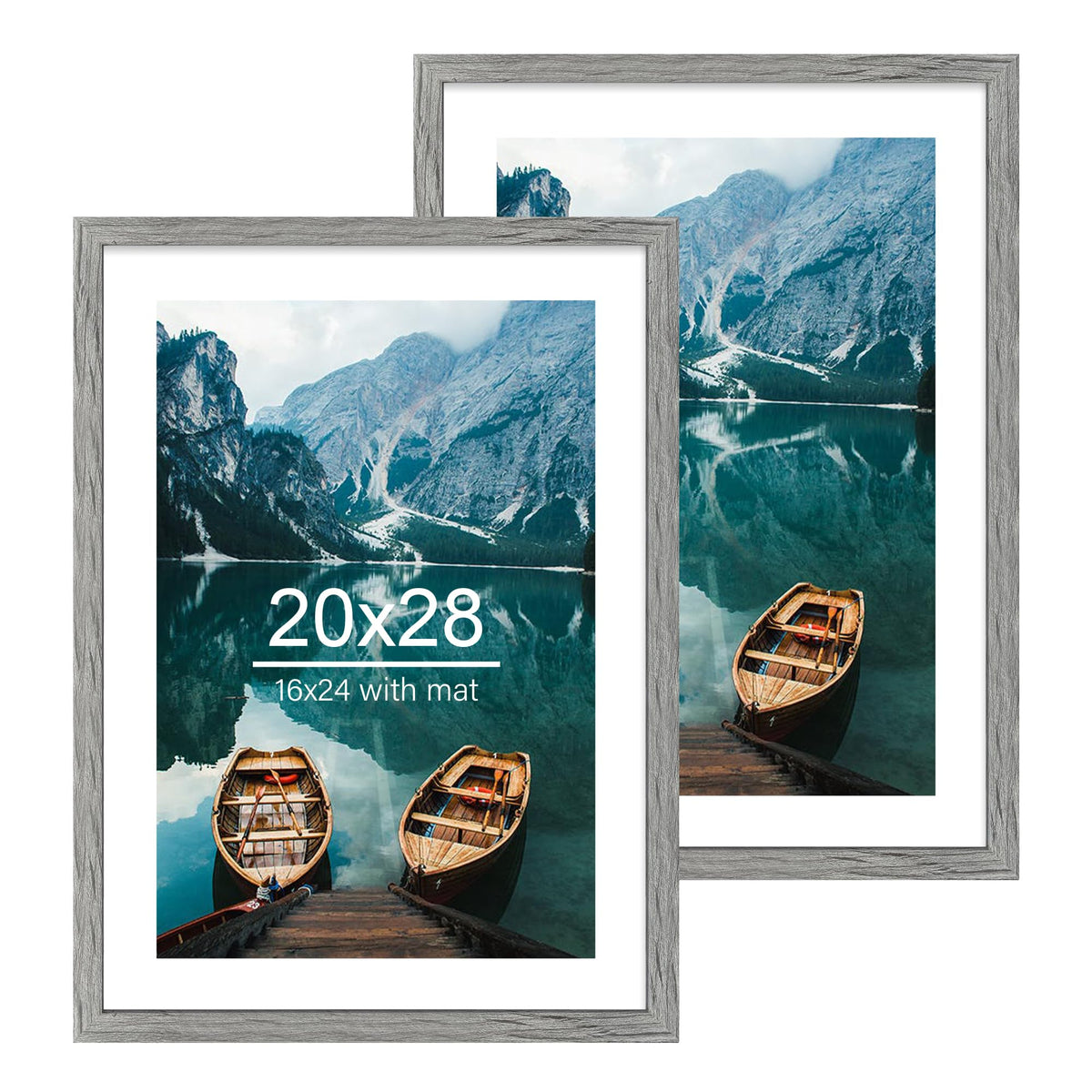 Hongkee 5x7 Picture Frame Set of 2, Real Glass and Wood Frame for Mat 4x6
