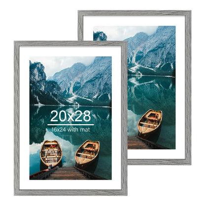 Hongkee 5x7 Picture Frame Set of 2, Real Glass and Wood Frame for Mat 4x6
