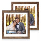 Hongkee 5x7 Picture Frame Set of 2, Real Glass and Wood Frame for Mat 4x6