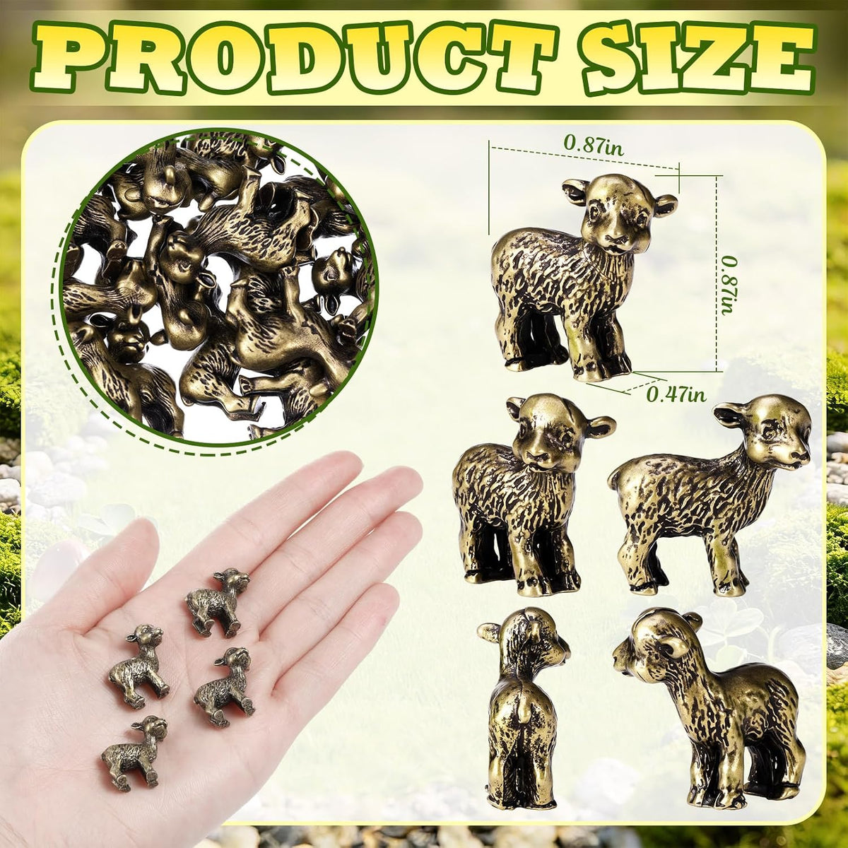 Civaner 24 Pcs Mini Sheep Figurines, Miniature Lamb, Mini Brass Figurines