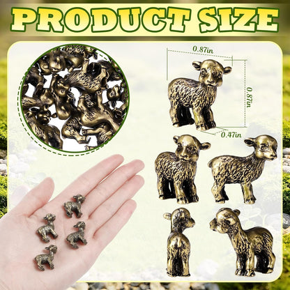 Civaner 24 Pcs Mini Sheep Figurines, Miniature Lamb, Mini Brass Figurines