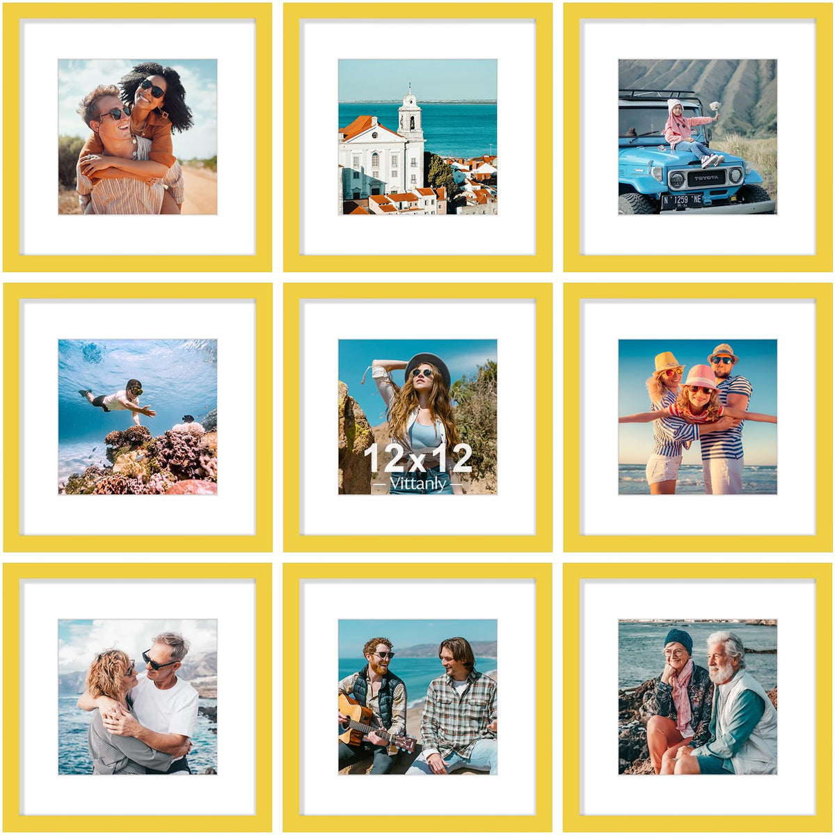 Vittanly 8x10 Picture Frames Set of 9 for Wall or Tabletop Display, Gold