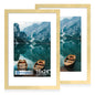 Hongkee 5x7 Picture Frame Set of 2, Real Glass and Wood Frame for Mat 4x6