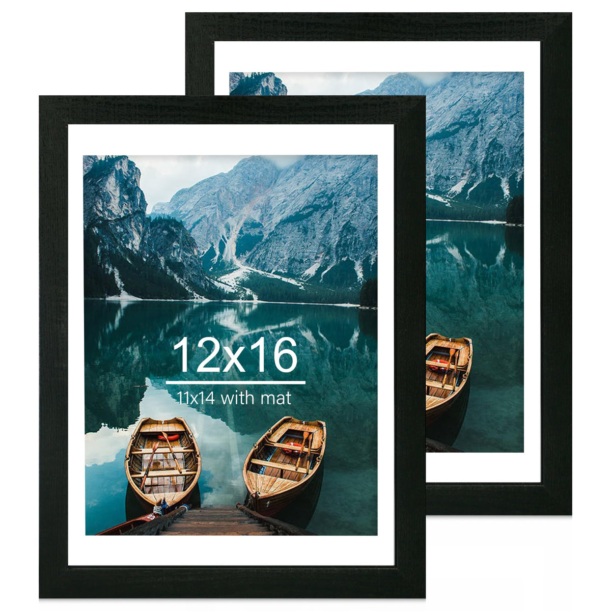 Hongkee 5x7 Picture Frame Set of 2, Real Glass and Wood Frame for Mat 4x6