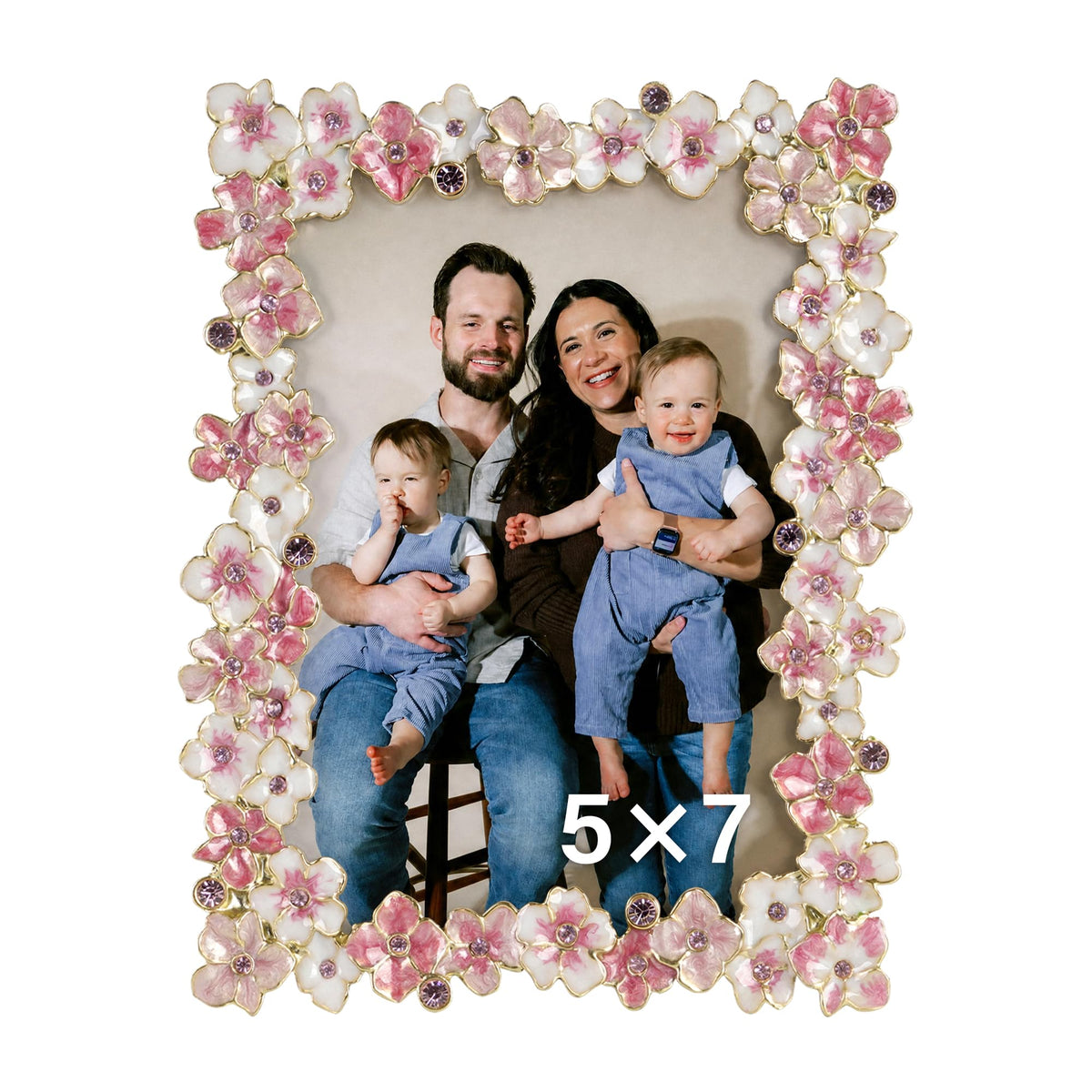 4x6 Pink Flower Picture Frame with Rhinestones