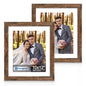 Hongkee 5x7 Picture Frame Set of 2, Real Glass and Wood Frame for Mat 4x6