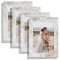 Hongkee 8x10 Picture Frame Set of 4, Real Glass and Wood Frame, 5x7 Mat