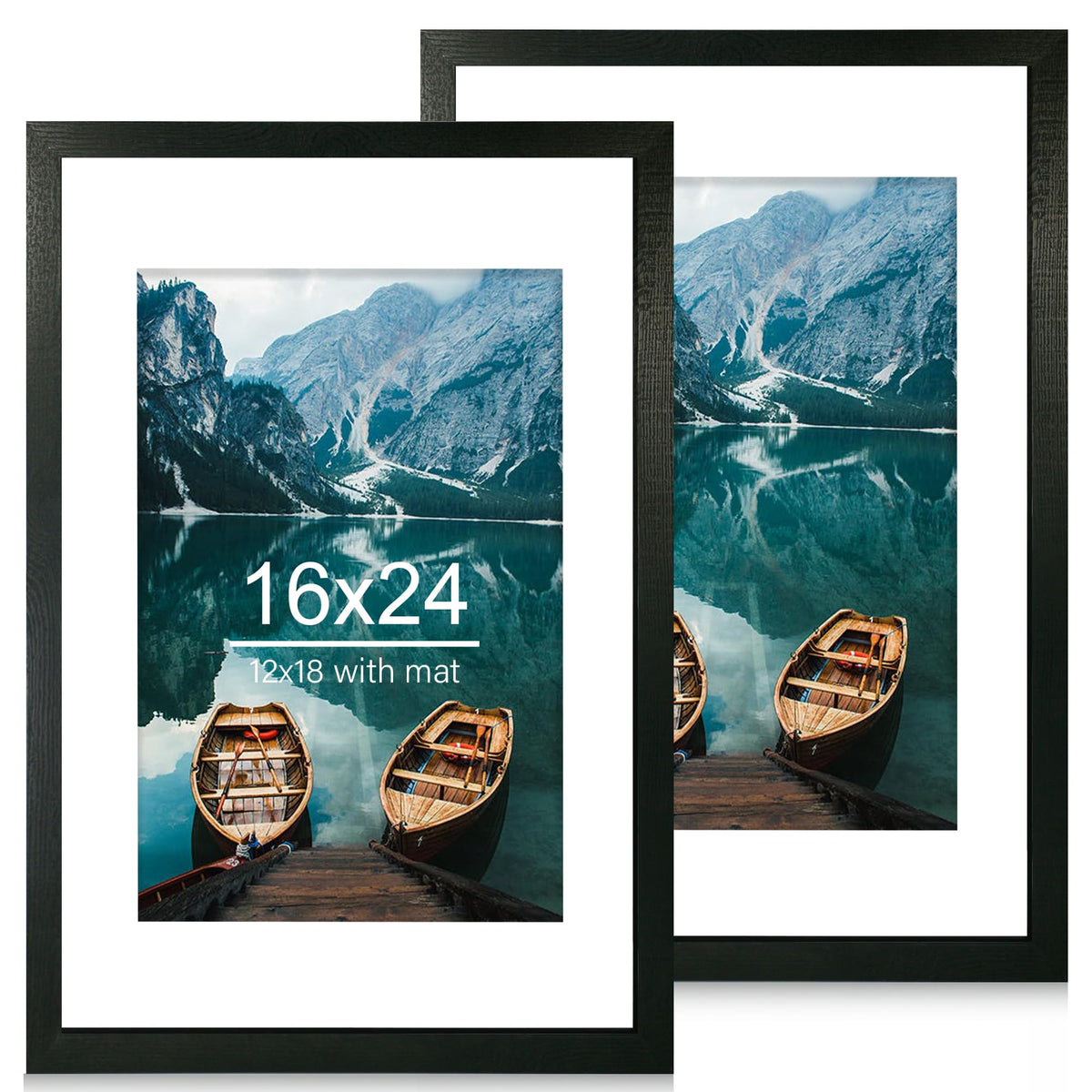 Hongkee 5x7 Picture Frame Set of 2, Real Glass and Wood Frame for Mat 4x6