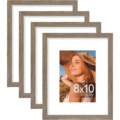 Vittanly 8x10 Picture Frames Set of 4, for Wall or Tabletop, Pale Pink