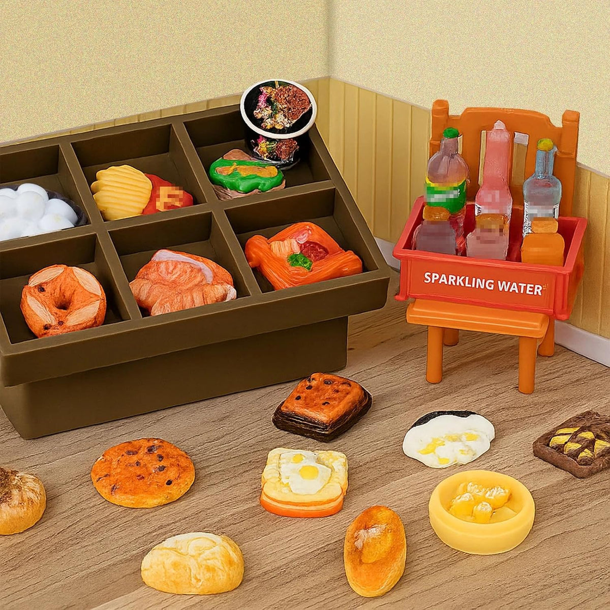 100 Pcs Miniature Food Drink Bottles Soda Pop Cola Cans Pretend Play Kitchen Game Party Accessories Toys Cake Ice Cream for 1/12 Doll House Mixed Mini Resin Figures Favor Toy Dollhouse Decorations