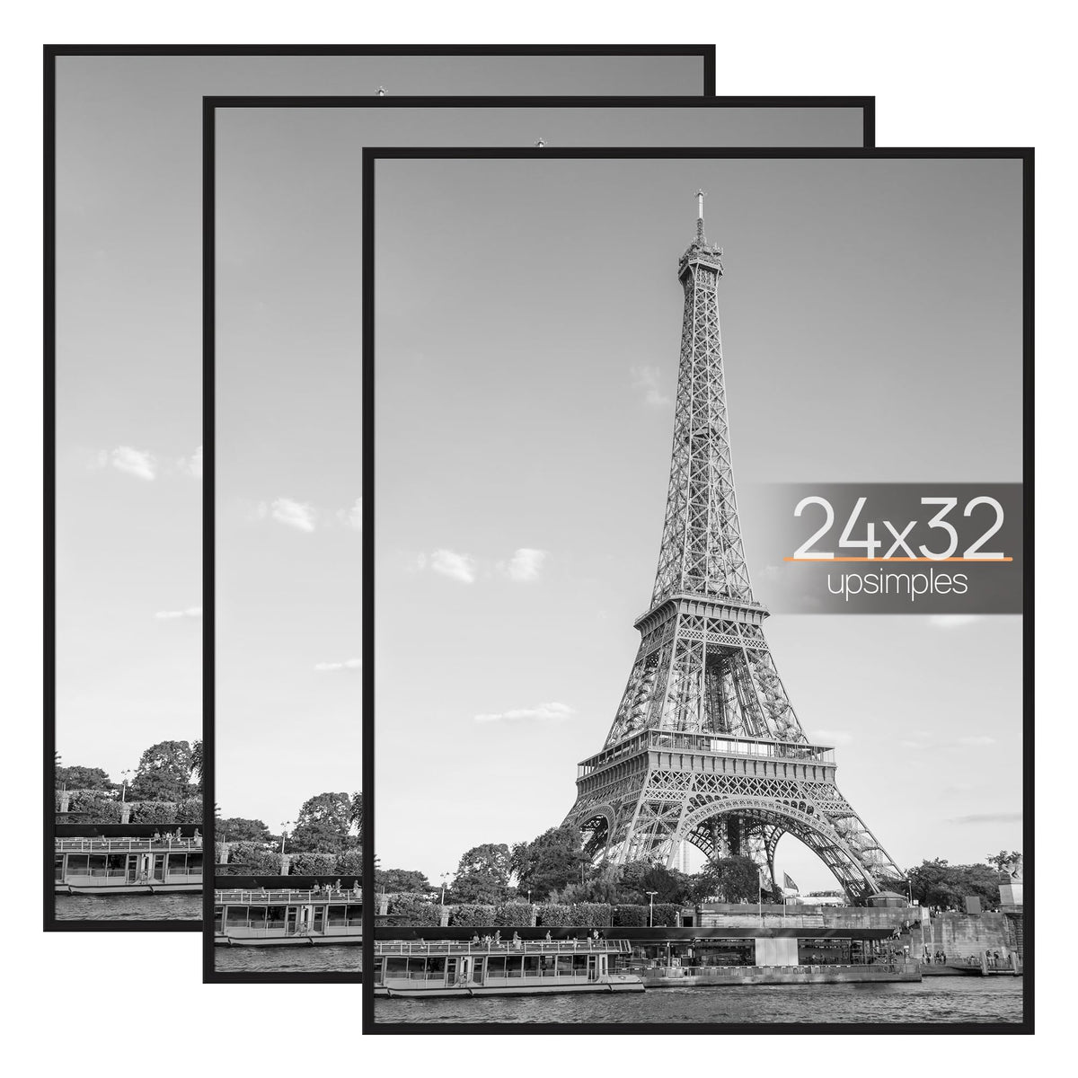 upsimples 16x24 Poster Frame, Easy Slide-In Assembly, Black, 3 Pack