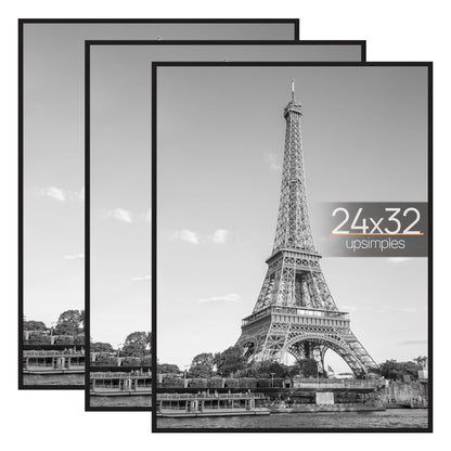 upsimples 16x24 Poster Frame, Easy Slide-In Assembly, Black, 3 Pack
