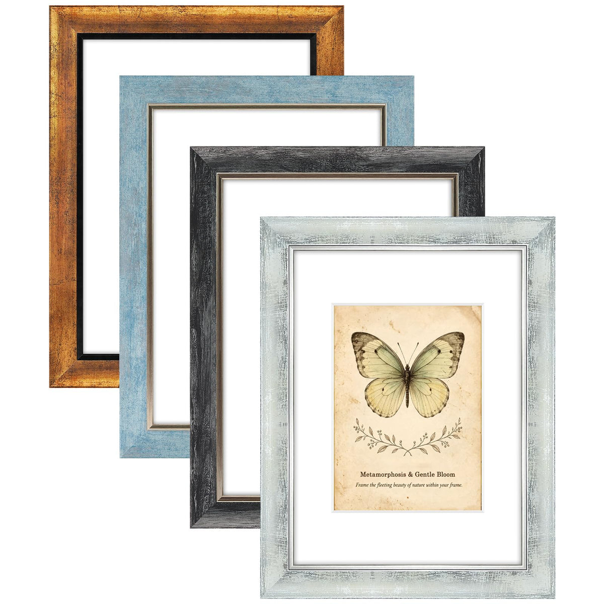 XUANLUO 5x7 Picture Frames Set of 4,Rustic Retro Photo Frame(Multicolor)