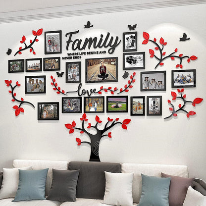 Picture Frames Collage Wall Decor - Family Tree Wall Decor for Living Room 4x6 5x7 8x10 11x14 3D DIY-Acrylic Family Wall Decor Photo Collage Frame for Wall
