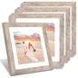 iRahmen 8x10 Picture Frame Set of 4, High Definition Real Glass Rustic Brown Frame, 8 x 10 Wood Photo Frames for Desktop Display and Wall Mounting