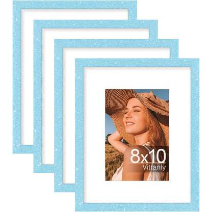 Vittanly 8x10 Picture Frames Set of 4, for Wall or Tabletop, Pale Pink