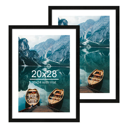 Hongkee 5x7 Picture Frame Set of 2, Real Glass and Wood Frame for Mat 4x6
