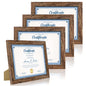Hongkee 8x10 Picture Frame Set of 4, Real Glass and Wood Frame, 5x7 Mat