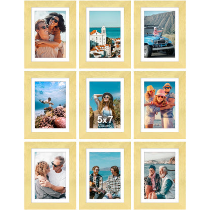 Vittanly 8x10 Picture Frames Set of 9 for Wall or Tabletop Display, Gold