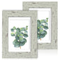 Hongkee 5x7 Picture Frame Set of 2, Real Glass and Wood Frame for Mat 4x6