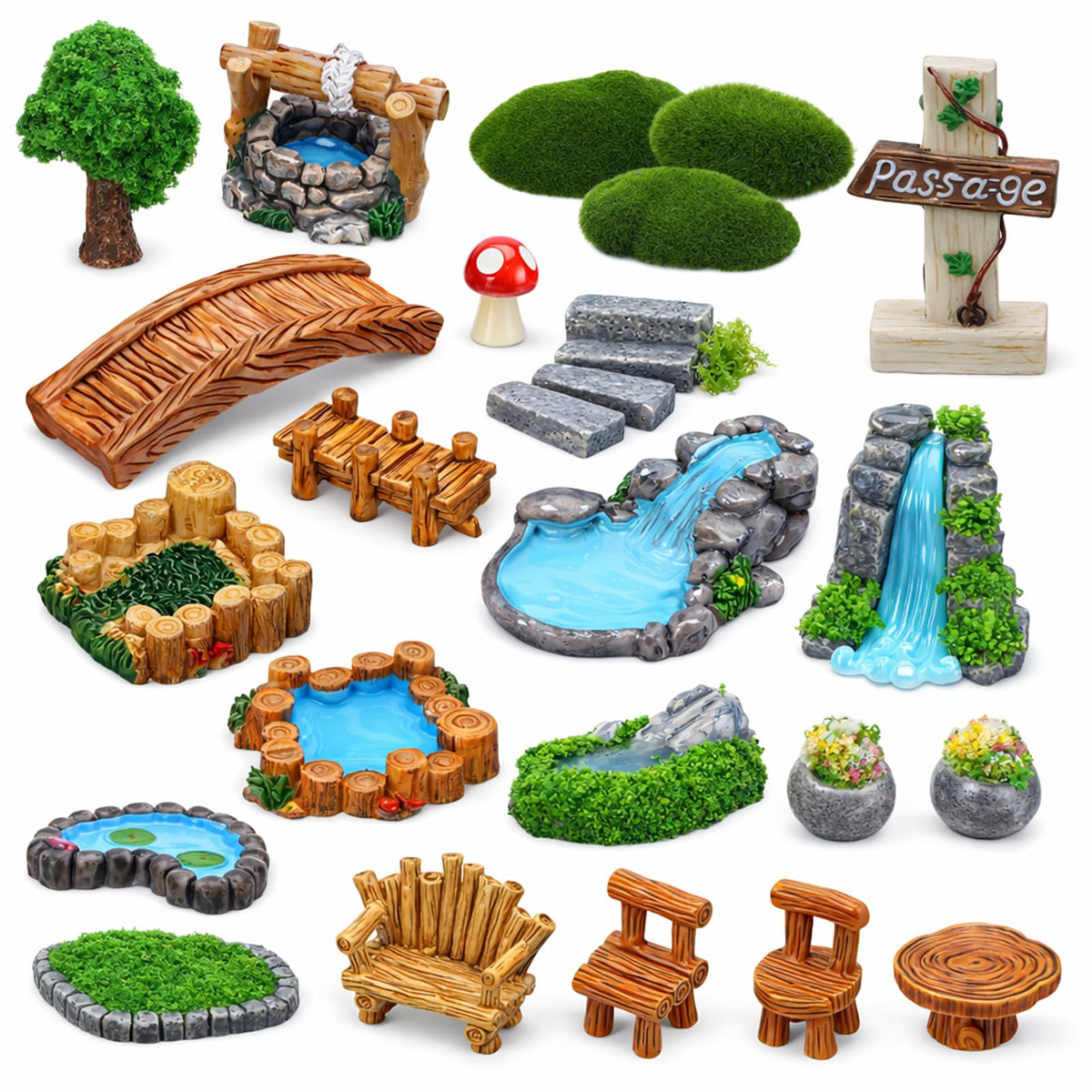 Fairy Garden Accessories 30Pcs Mini Fall Resin Figurines