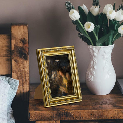 upsimples Vintage 5x7 Picture Frame, Antique Gold Frames, 2 Pack