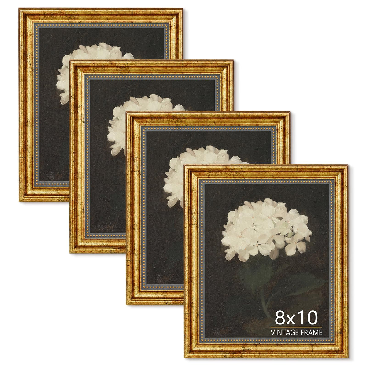 4x6 Picture Frame Set of 4 Vintage Bronze Gold for Tabletop & Wall