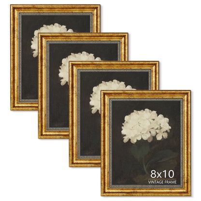 4x6 Picture Frame Set of 4 Vintage Bronze Gold for Tabletop & Wall