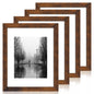 iRahmen 8x10 Picture Frame Set of 4, High Definition Real Glass Rustic Brown Frame, 8 x 10 Wood Photo Frames for Desktop Display and Wall Mounting