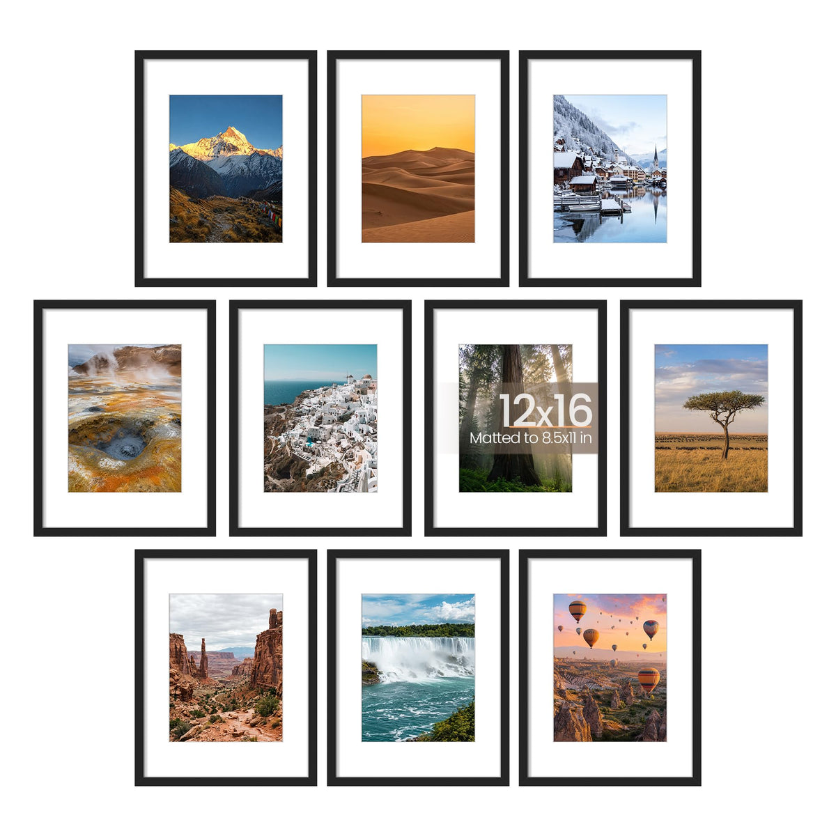 upsimples 4x6 Picture Frame, Photo Collage Wall Decor Set of 10, Black