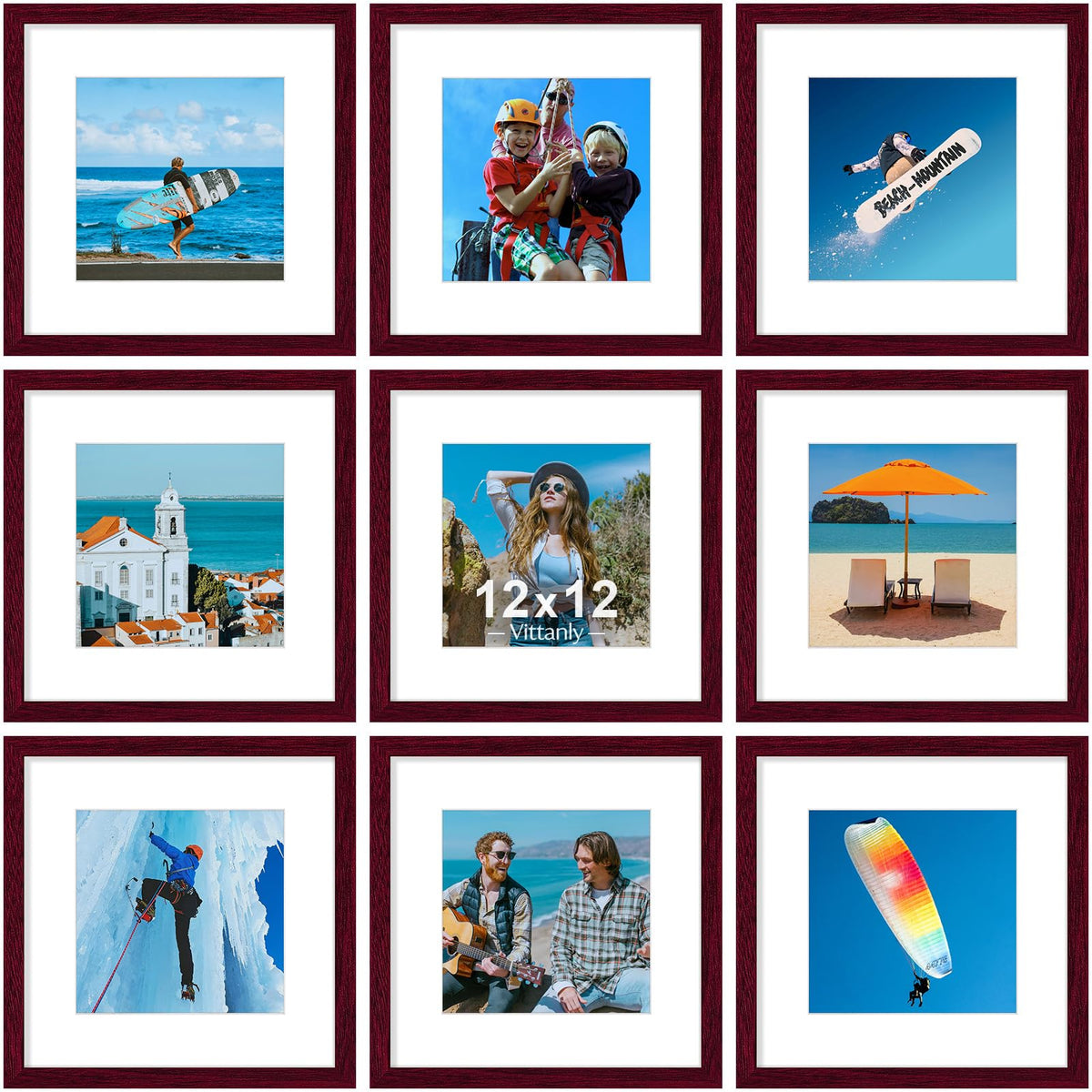 Vittanly 8x10 Picture Frames Set of 9 for Wall or Tabletop Display, Gold