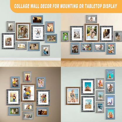 LUCKYLIFE Picture Frames Collage Wall Decor 10-Pack, Gallery Wall Frame Set with 11x14 8x10 5x7 4x6 Frames in 4 Different Finishes