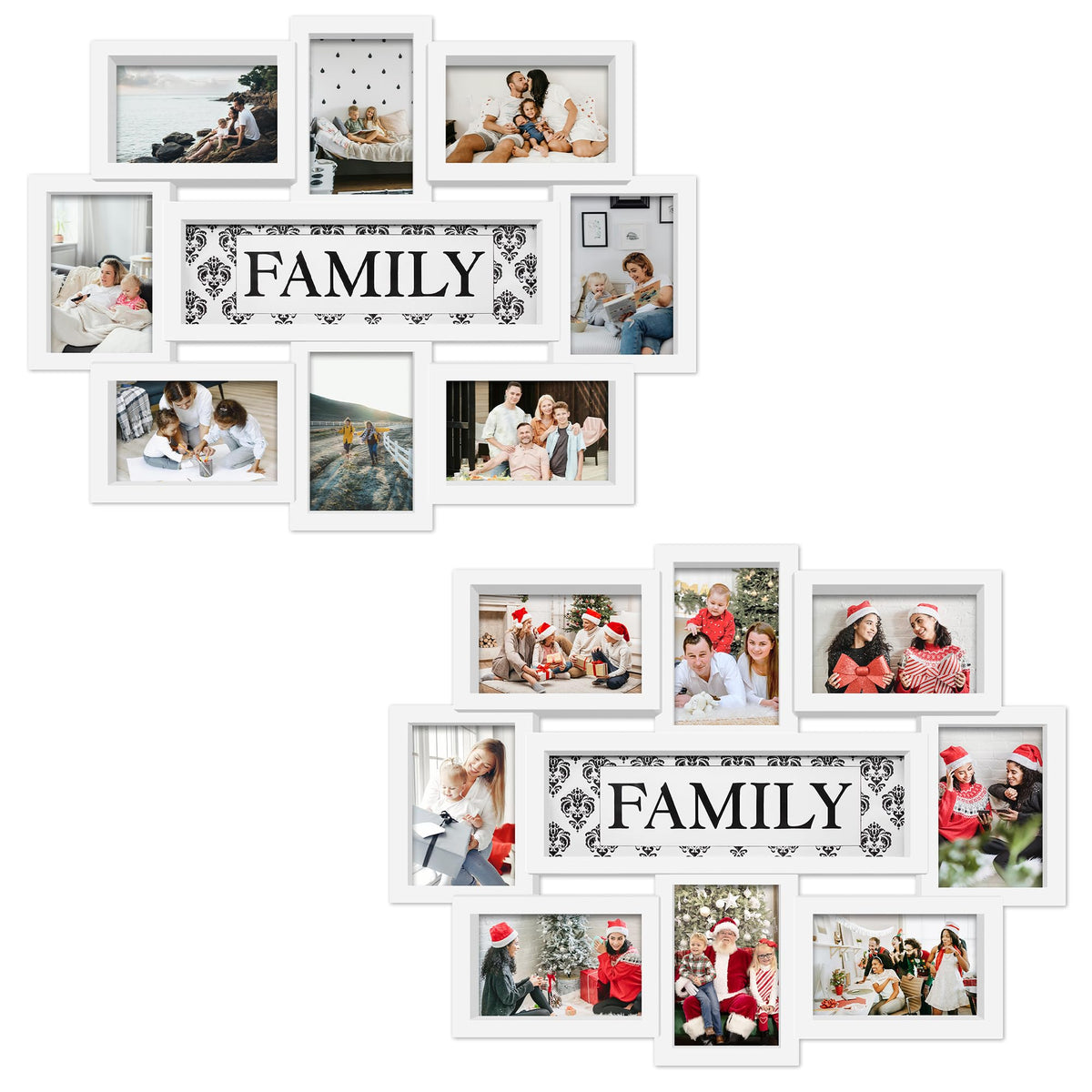 Jerry & Maggie Family Photo Frame 22x17, PVC Picture Frames Collage Wall Decor 9 Opening Wall Hanging For 6x4 Photos 8 Pack, No-Assembly 3D Design Waterproof Memorial Keepsake, Ashes