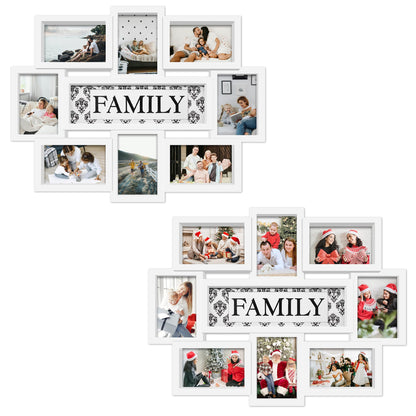 Jerry & Maggie Family Photo Frame 22x17, PVC Picture Frames Collage Wall Decor 9 Opening Wall Hanging For 6x4 Photos 8 Pack, No-Assembly 3D Design Waterproof Memorial Keepsake, Ashes