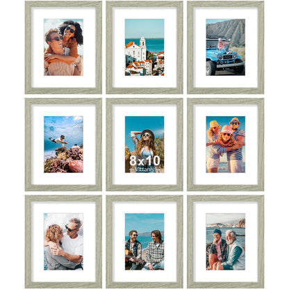 Vittanly 8x10 Picture Frames Set of 9 for Wall or Tabletop Display, Gold