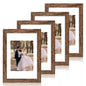 iRahmen 8x10 Picture Frame Set of 4, High Definition Real Glass Rustic Brown Frame, 8 x 10 Wood Photo Frames for Desktop Display and Wall Mounting