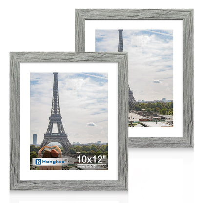 Hongkee 5x7 Picture Frame Set of 2, Real Glass and Wood Frame for Mat 4x6