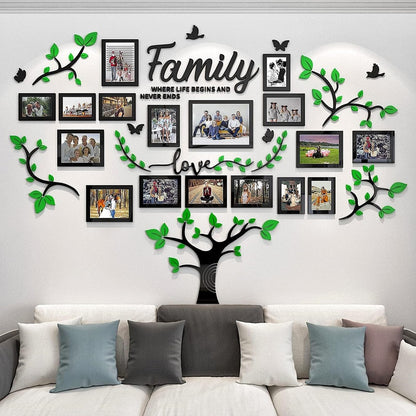 Picture Frames Collage Wall Decor - Family Tree Wall Decor for Living Room 4x6 5x7 8x10 11x14 3D DIY-Acrylic Family Wall Decor Photo Collage Frame for Wall