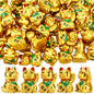 Soulchen 50 Pcs Mini Resin Cat Figurines Lucky Statue Welcome Cat Gold