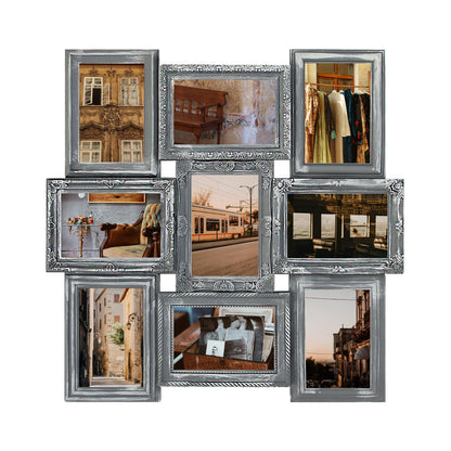 Jerry & Maggie 12 Opening Collage Photo Frame Rustic 23×18 Vintage Embossed Finish PVC Picture Frames Selfie Gallery Collage Wall Hanging For 6×4 Photo, Vintage