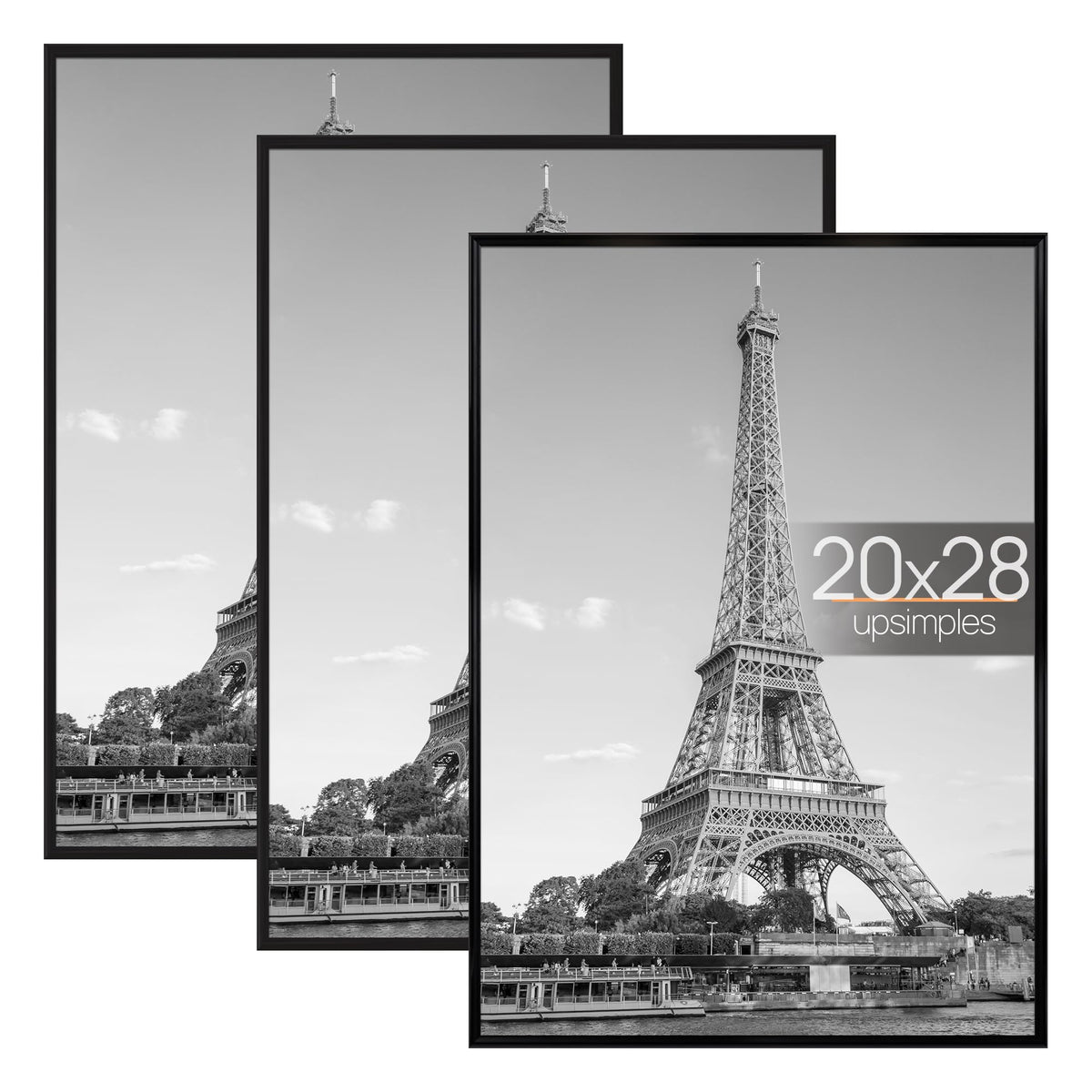 upsimples 16x24 Poster Frame, Easy Slide-In Assembly, Black, 3 Pack